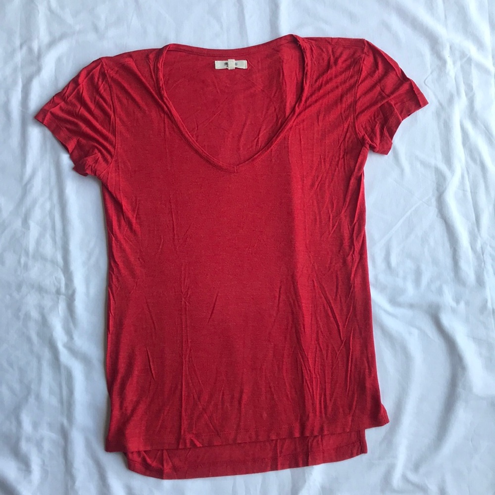 Madewell Red V-neck Slouch Tee-XS